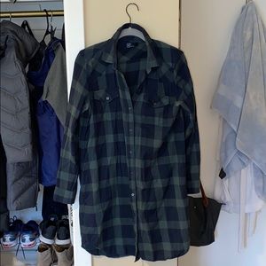 GAP PLAID LONG SLEEVE T SHIRT DRESS